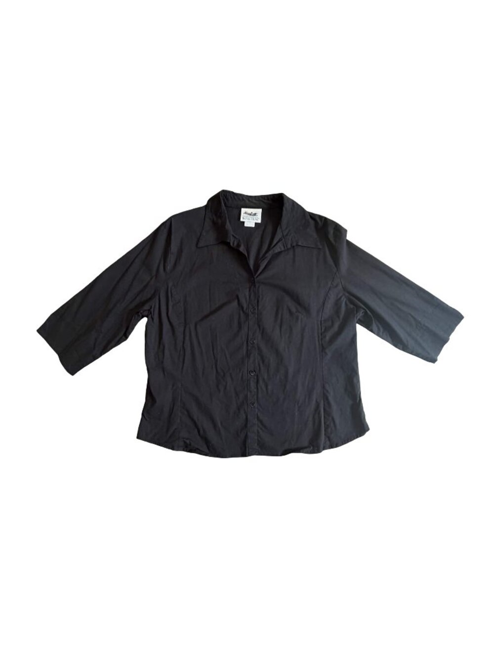 Vintage Northern Reflections Black 3/4 Sleeve Blouse Size XL Cotton Stretch